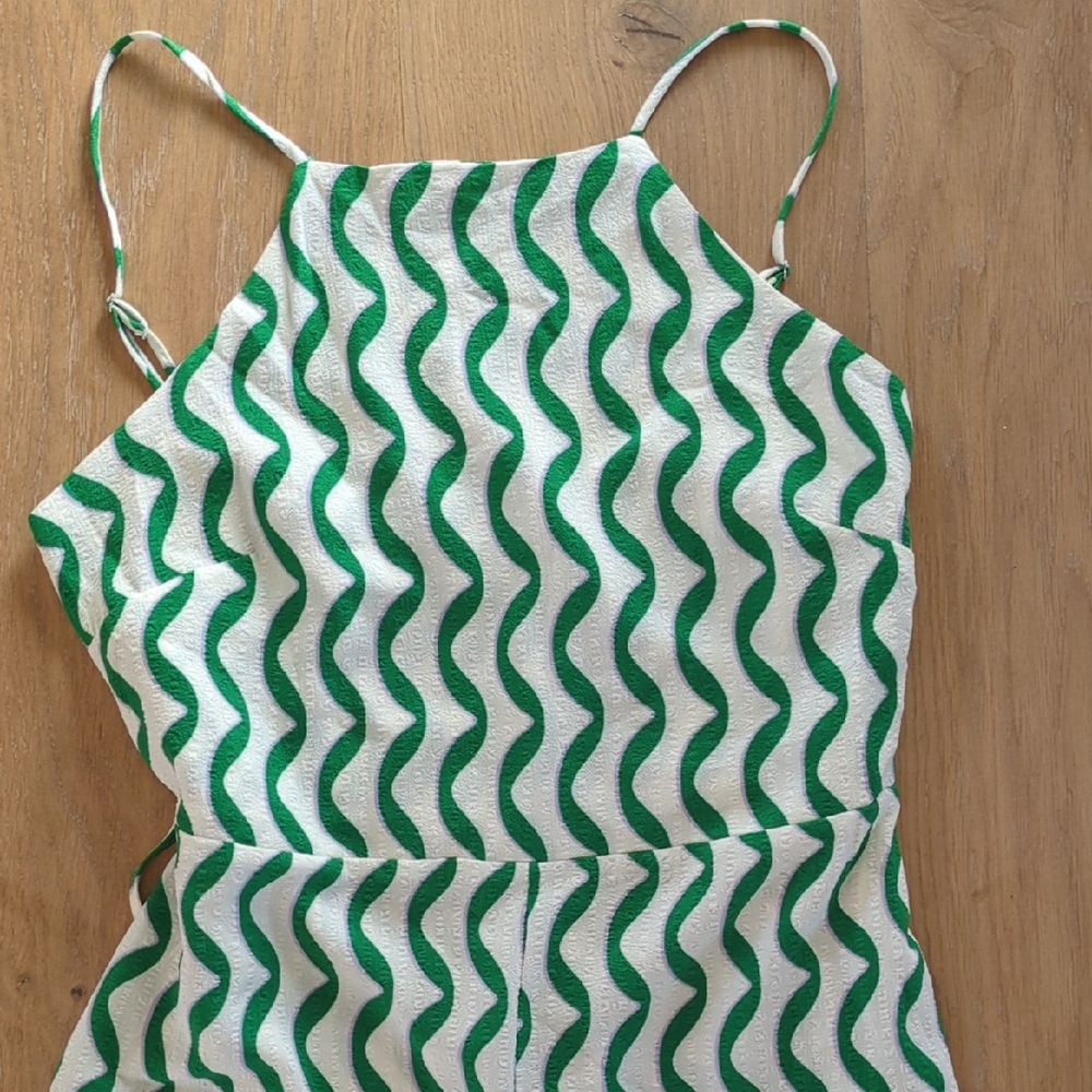 Mango Jumper Green Wave Design And Cut Out Back